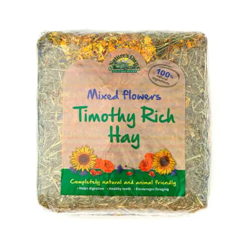 hay for rabbits with dried flowers